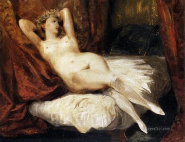  reclinado Lienzo - Desnudo femenino recostado en un diván Romántico Eugene Delacroix